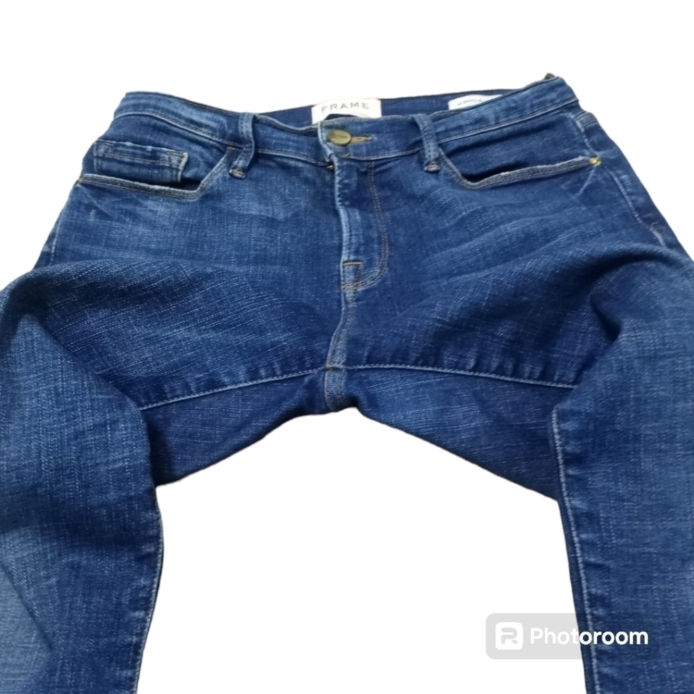 FRAME Le Skinny de Jeanne Jeans Size 28 York Wash Tulip Hem - Picture 9 of 16
